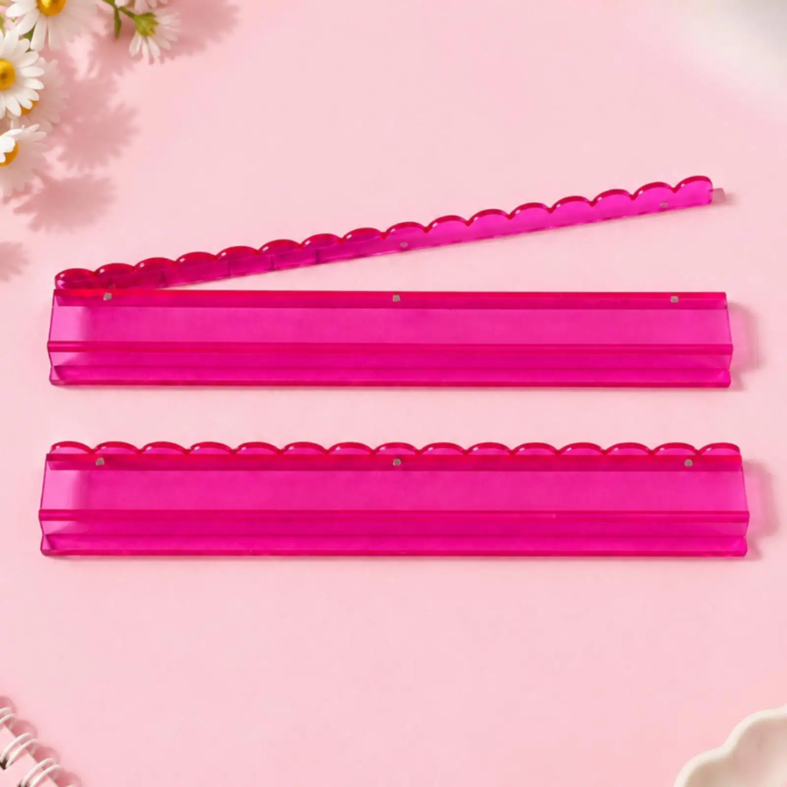 Sheer Pink Mahjong Tile Pusher with Grooved Channel for Board Game Play Lightweight Acrylic Organizer for Home Game Room
