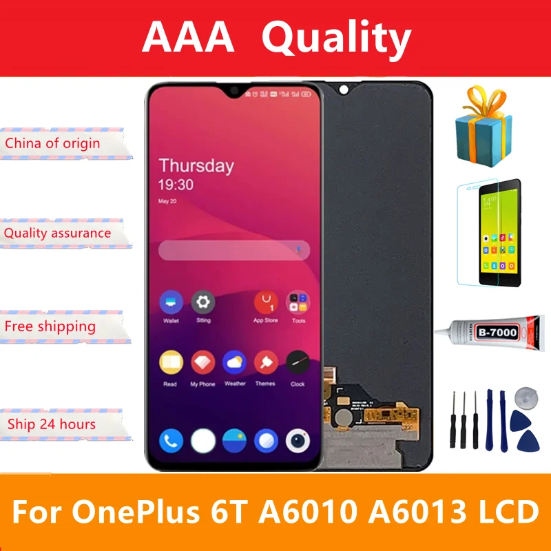 

6.41"; Original For OnePlus 6T LCD Display Touch Screen Digitizer Assembly Replacement For One Plus 6T A6010 with Fringerprint