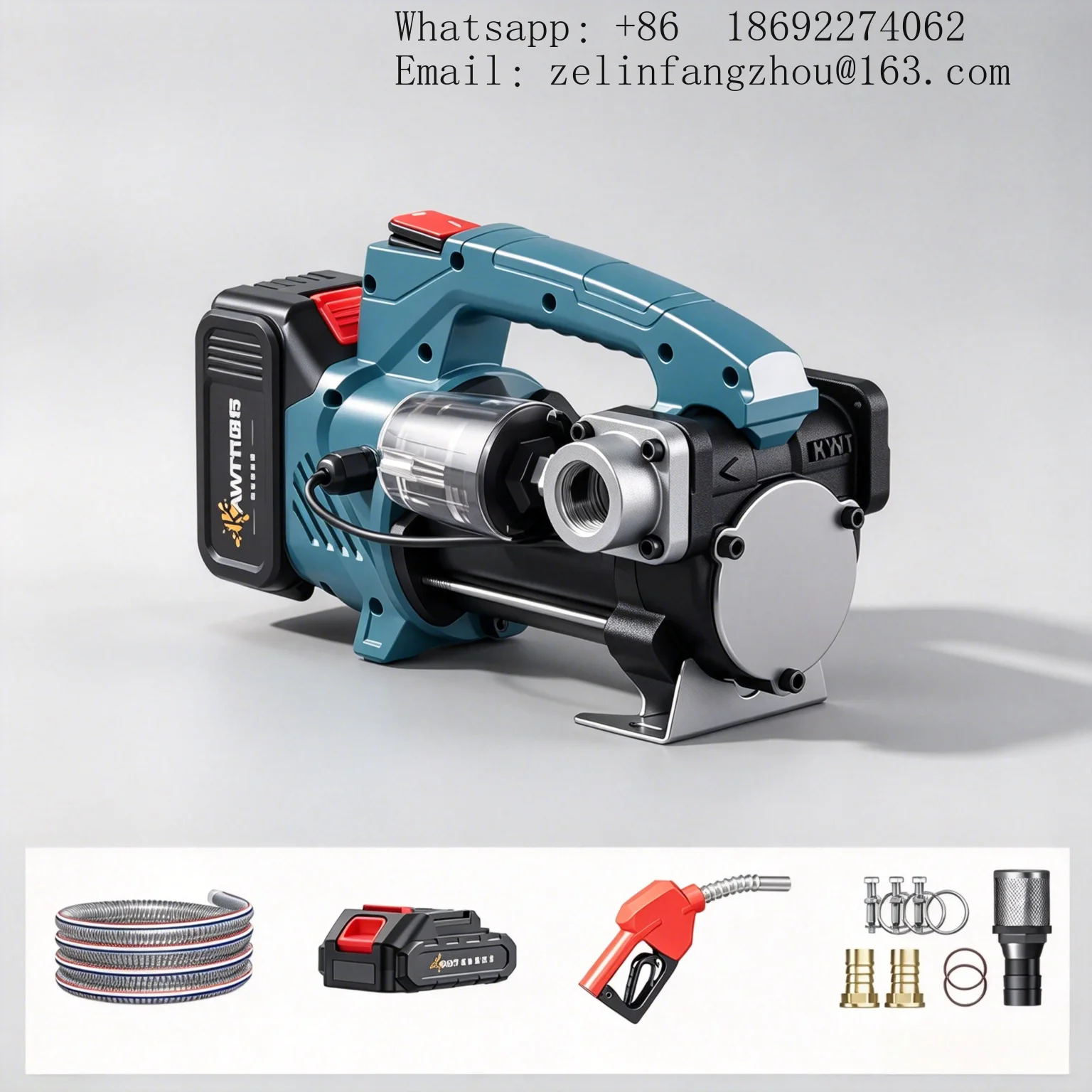 CAVITT 380W Lithium Battery Electric Fuel Transfer Pump Industrial Diesel Dispenser Steel Wire Hose Heavy Duty Portable