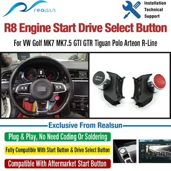 Realsun R8 스타일 엔진 시동 정지 드라이브 선택 스티어링 휠 단추, VW 골프 MK7 MK7.5 GTI GTR 티구안 폴로 아테온 R 라인용