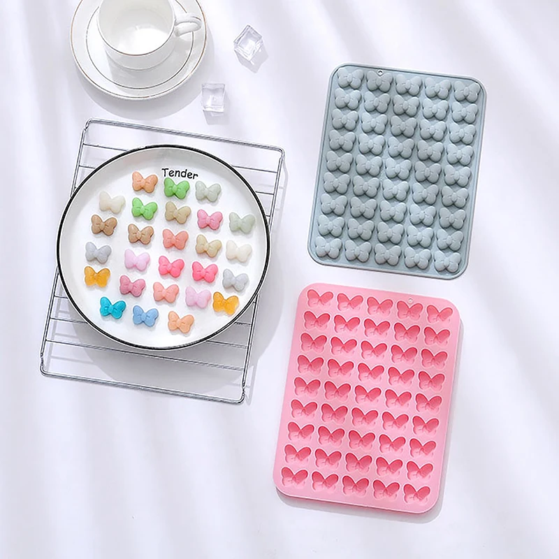 1Pc 45-cavity Bow Gummy Candy Molds Non-Stick Butterfly Tie Silicone for DIY Gummies Chocolate Jelly Ice Tray