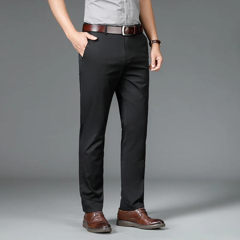 Pantalones informales para hombre, ropa Formal de negocios, finos, rectos, sueltos, elásticos, de alta calidad, traje de caballero, verano, 2024