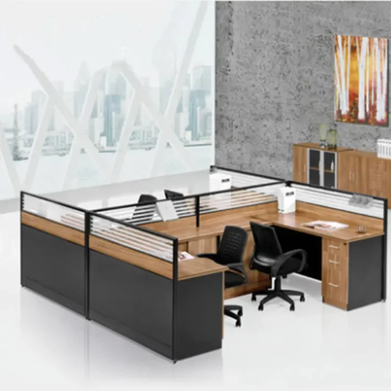 Youth Simple Modern Commercial Wooden Combination Office Staff Desk Screen Station Locker Partition Employee Computer Desk White