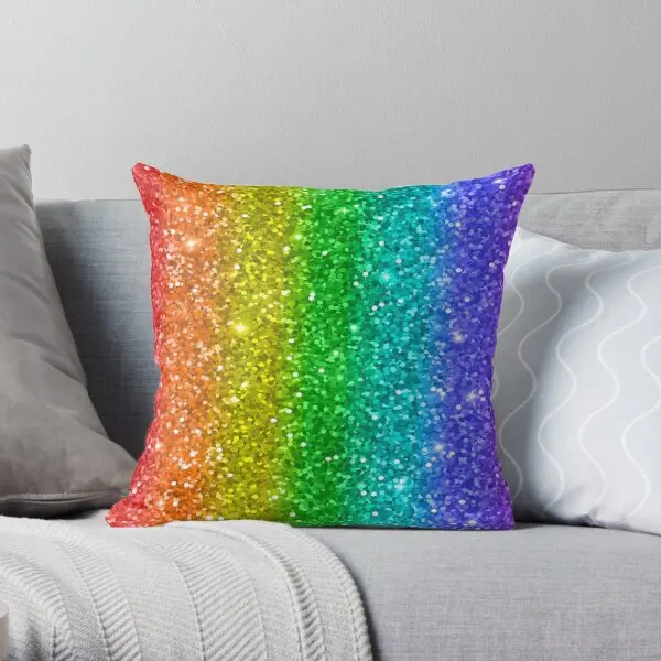 Glittery Rainbow  Printing Throw Pillow Cover Comfort Home Throw Hotel Fashion Anime Car Case Pillows not include One Side