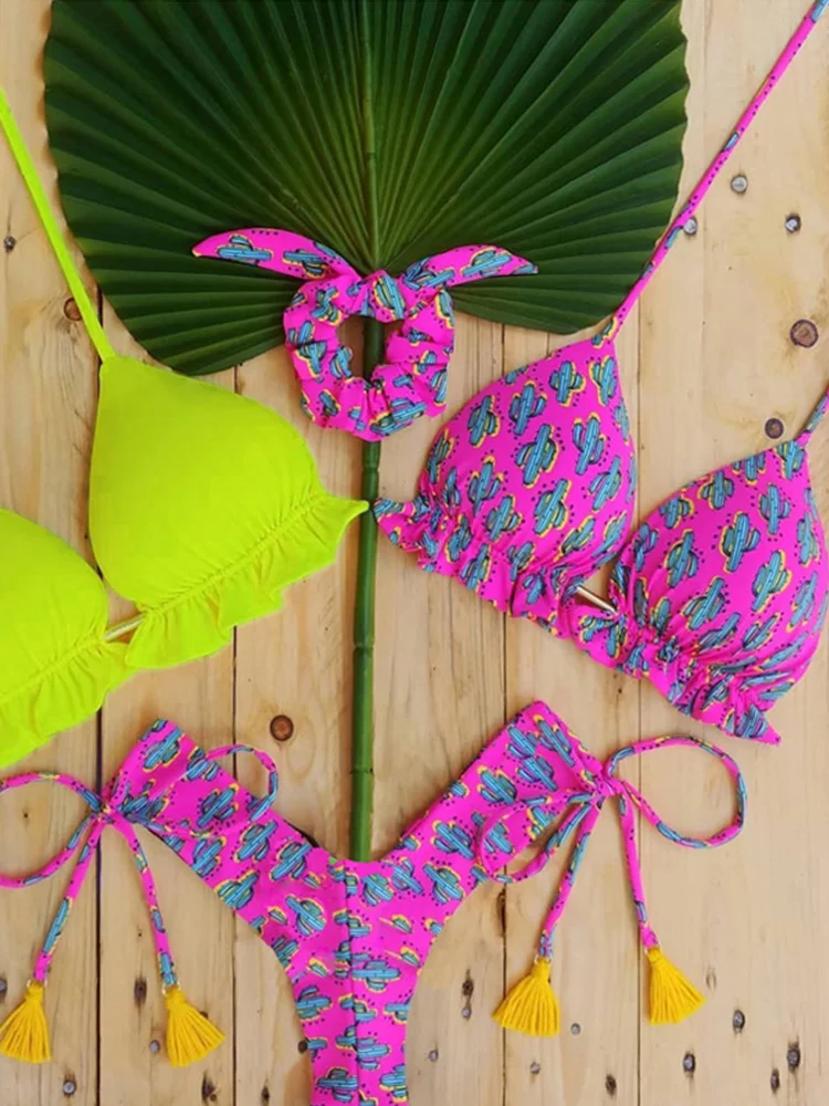 Zrtak bikinis ชุดว่ายน้ำเซ็กซี่สำหรับผู้หญิงชุดว่ายน้ำบิกินี่สีพื้นชุดว่ายน้ำฤดูร้อนชุดว่ายน้ำดันทรงชุดว่ายน้ำบิกินีตัดสูง