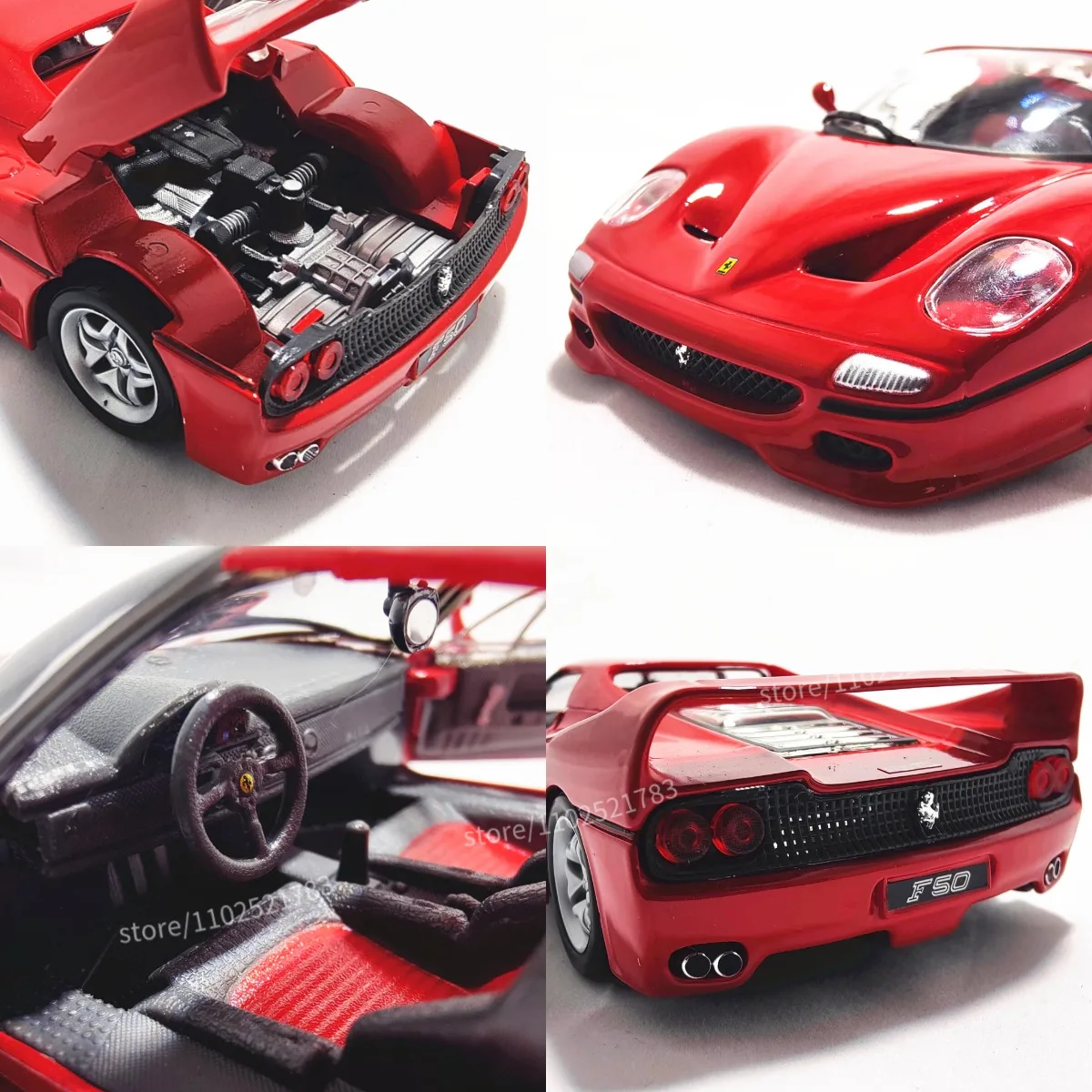 Bburago 1:24 Ferrari F50 Replica Scale Car Model 458 488 Enzo Italia Miniature Toy - Gift for Diecast Car Enthusiasts