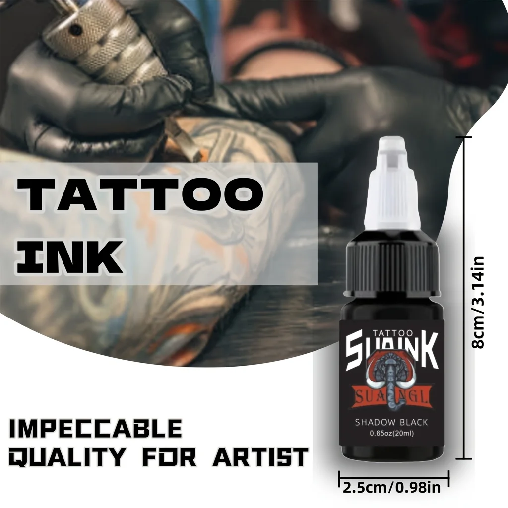 Set di inchiostri per tatuaggi da 20 colori - Bottiglie grandi da 20 ml (0,65 once), inchiostro professionale per body art per tutti gli stili di tatuaggi.