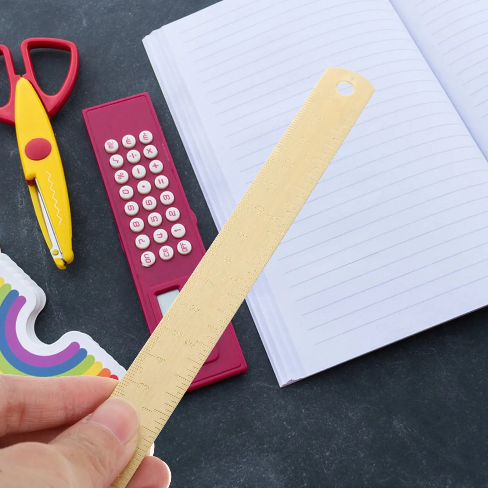 

Straight Ruler Drawing Tool Precision Measuring For Student Office Architecture Engineering Design Multi-Functional Brass