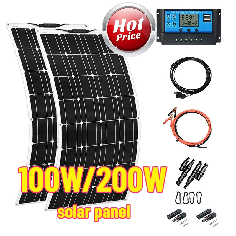 

1050*540mm Solar Panel Kit 100w 200w Solar Panels with Solar 10A/40A Controller for Boat Car RV and Battery Charger