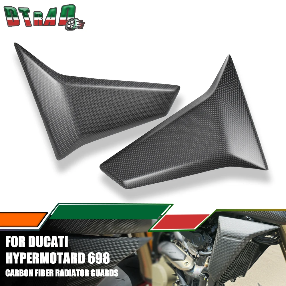 Motorcycle Real Carbon Fiber Water Tank Radiator Cover For DUCATI Hypermotard 698 Mono RVE 2024 2025 Side Panels Fairing Kits