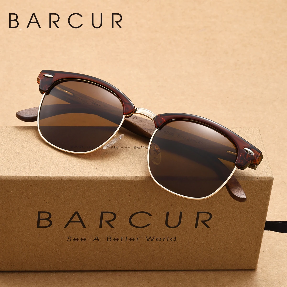 BARCUR Modische Halbrahmen-Sonnenbrille im Retro-Stil mit UV-Schutz, vielseitig einsetzbar für den täglichen Gebrauch, perfekt für Urlaubsgeschenke – Detail 1