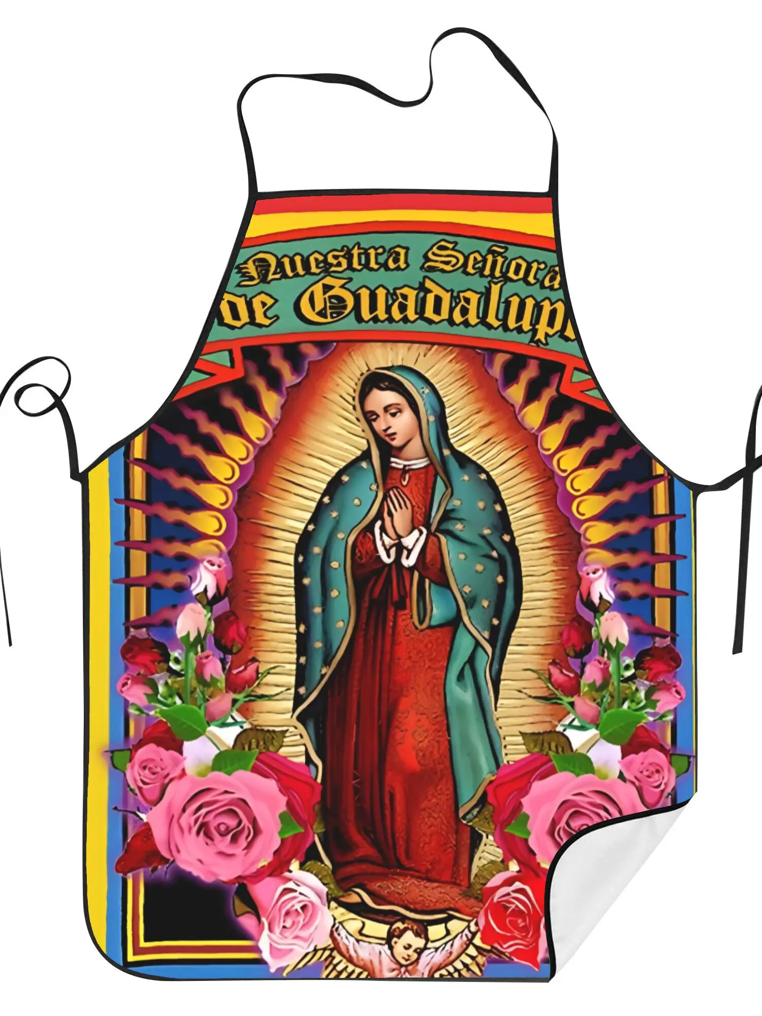 [Cooking Apron] 2D Print Design Of Guadalupe Holy Card Cooking Apron Unisex Household
