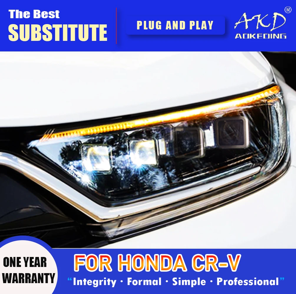 AKD Head Lamp for Honda CR-V LED Headlight 2017-2020 Headlights CRV DRL Turn Signal High Beam Angel Eye Projector Lens