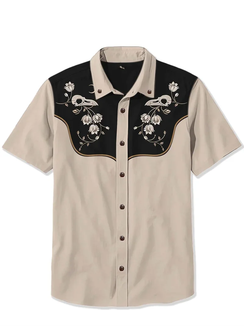 

Street Fashion Retro Pattern 3D Printed Men's Shirt Casual Fashion Summer Short Sleeved Breathable Cuban Collar Shirt