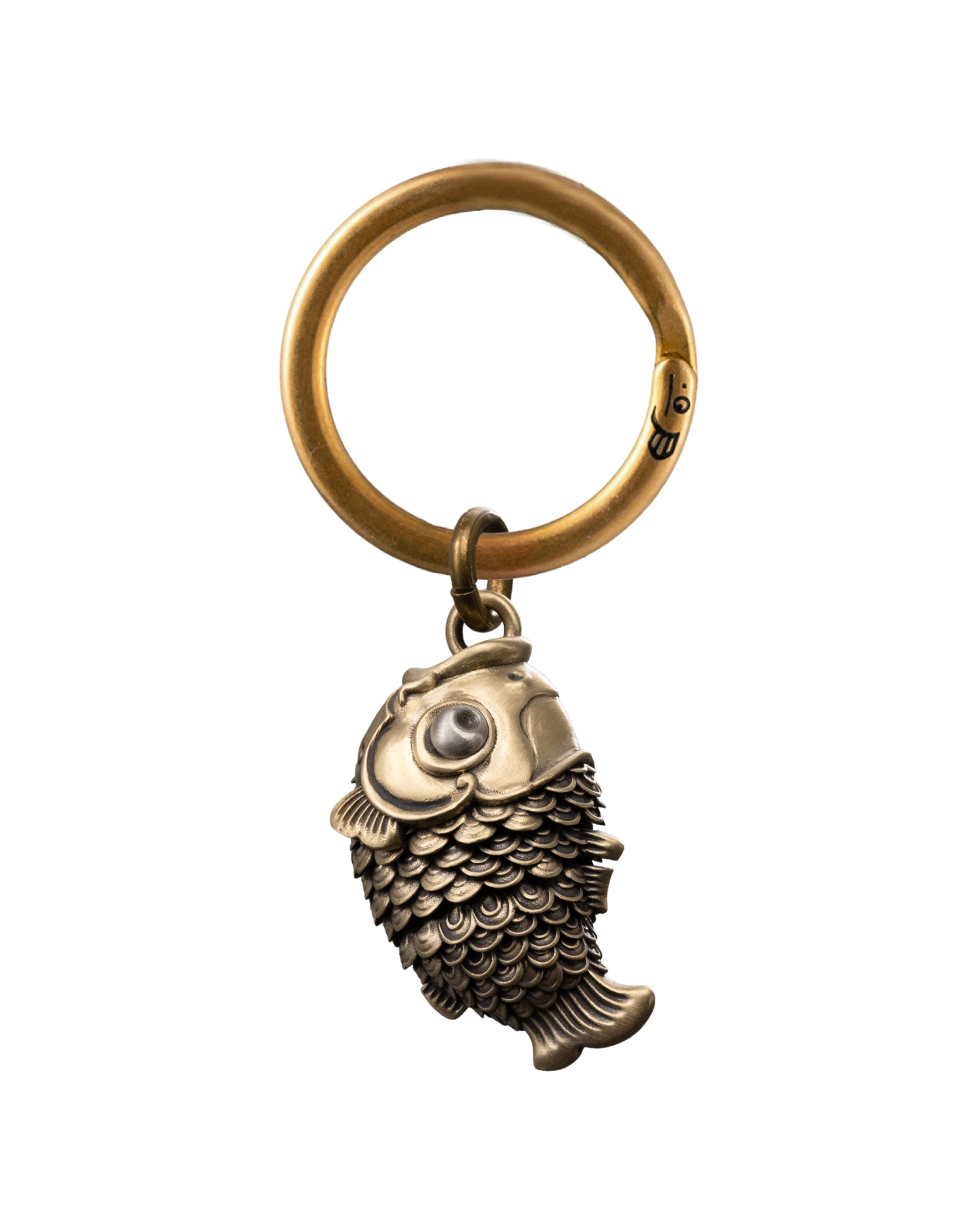 COPPERTIST.WU Koi Fidget Keychain w Key Ring Brass Fish Key Chain w Keyring Novelty Gifts for Men Women