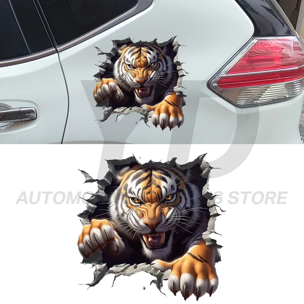 Tiger Car Sticker 3D Animal Decals Waterproof Vinyl Paster for Car Truck Window Bumper Door Body Decoration Auto Accessories