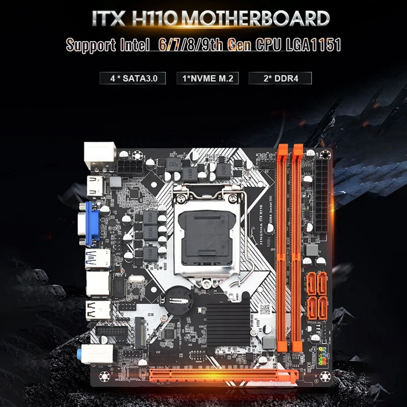 H110 Computer Motherboard ITX LGA1151 DDR4 Supports 32Gbgigabit Ethernet M.2 Nvme PCI-E3.0 16X H110 Motherboard Computer Parts