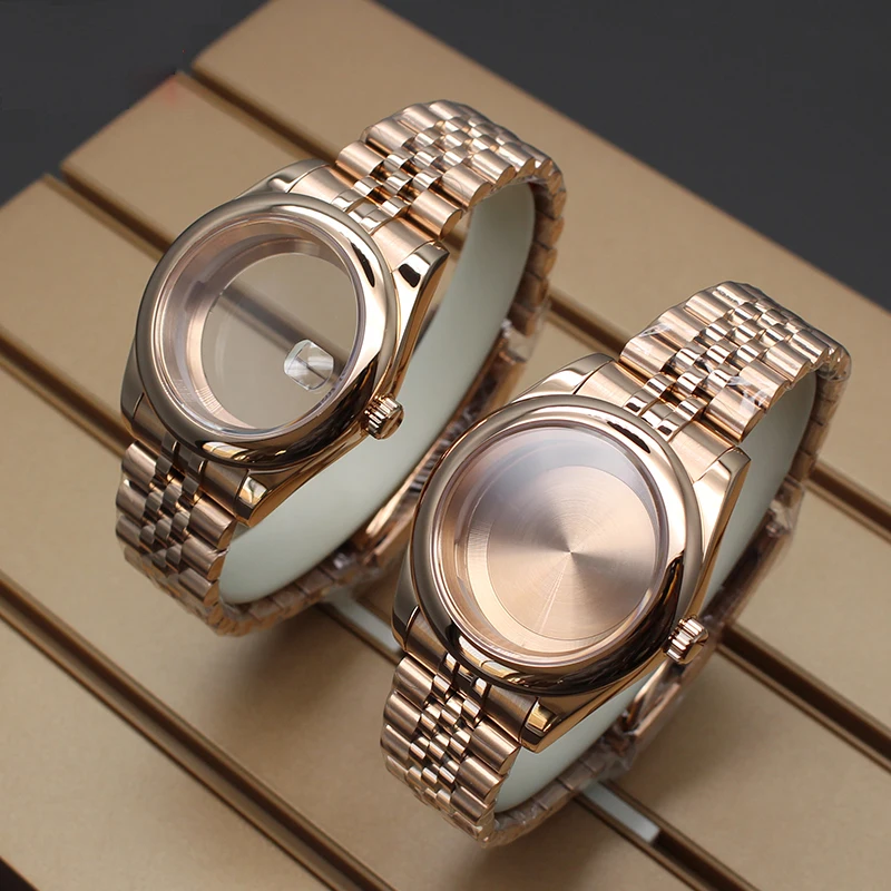 Rose Gold 36mm 40mm Ms. Watch Cases Strap Parts For Seiko nh34 nh35 nh36 Miyota 8215 Movement 28.5mm Dial Sapphire Glass oyster