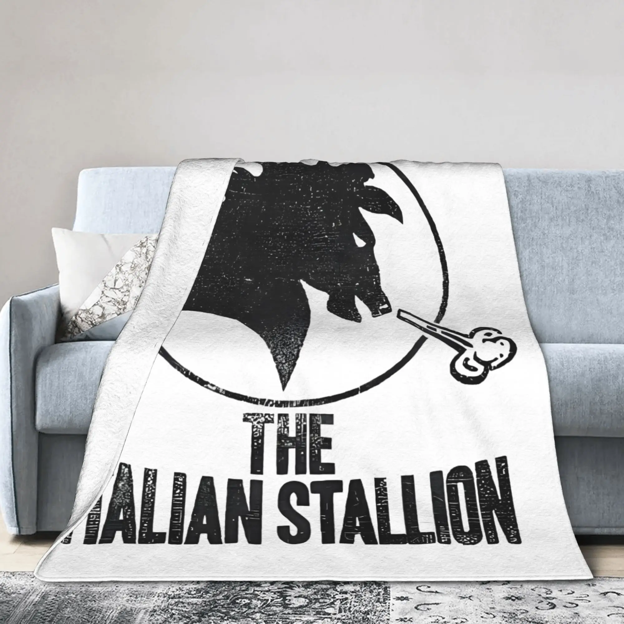 Rockys Italian Stallion Horse Flannel Throw Blanket Boxing Movie for Sofa Knitted Blanket Travel Thin Multi-function Throws