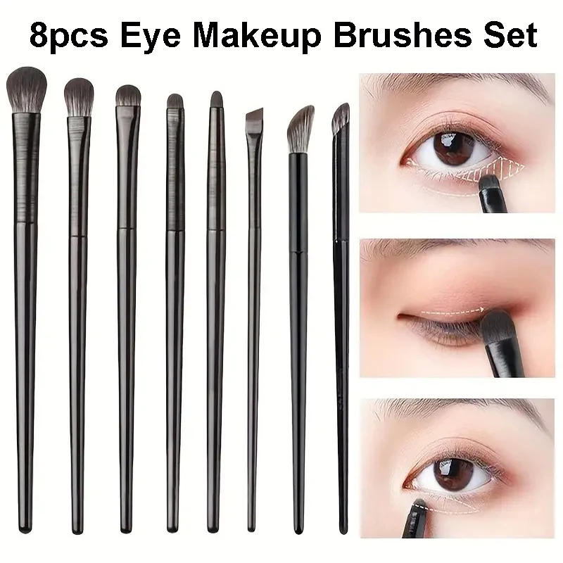 8pcs Eyes Makeup Brushes Set Professional Soft Contouring Eyeshadow Eyeliner Eyebrow Brush Facial Beauty Cosmetic Brushes Tool