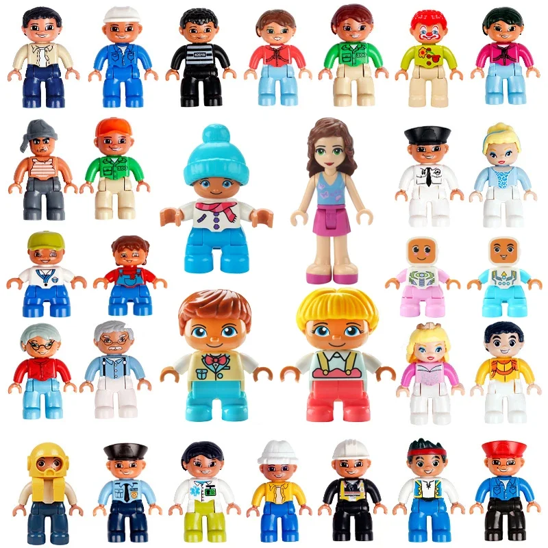 Big Building Blocks Compatible Figures Doll Occupation Family People Series Bricks Children Educational Creative Play House Toys