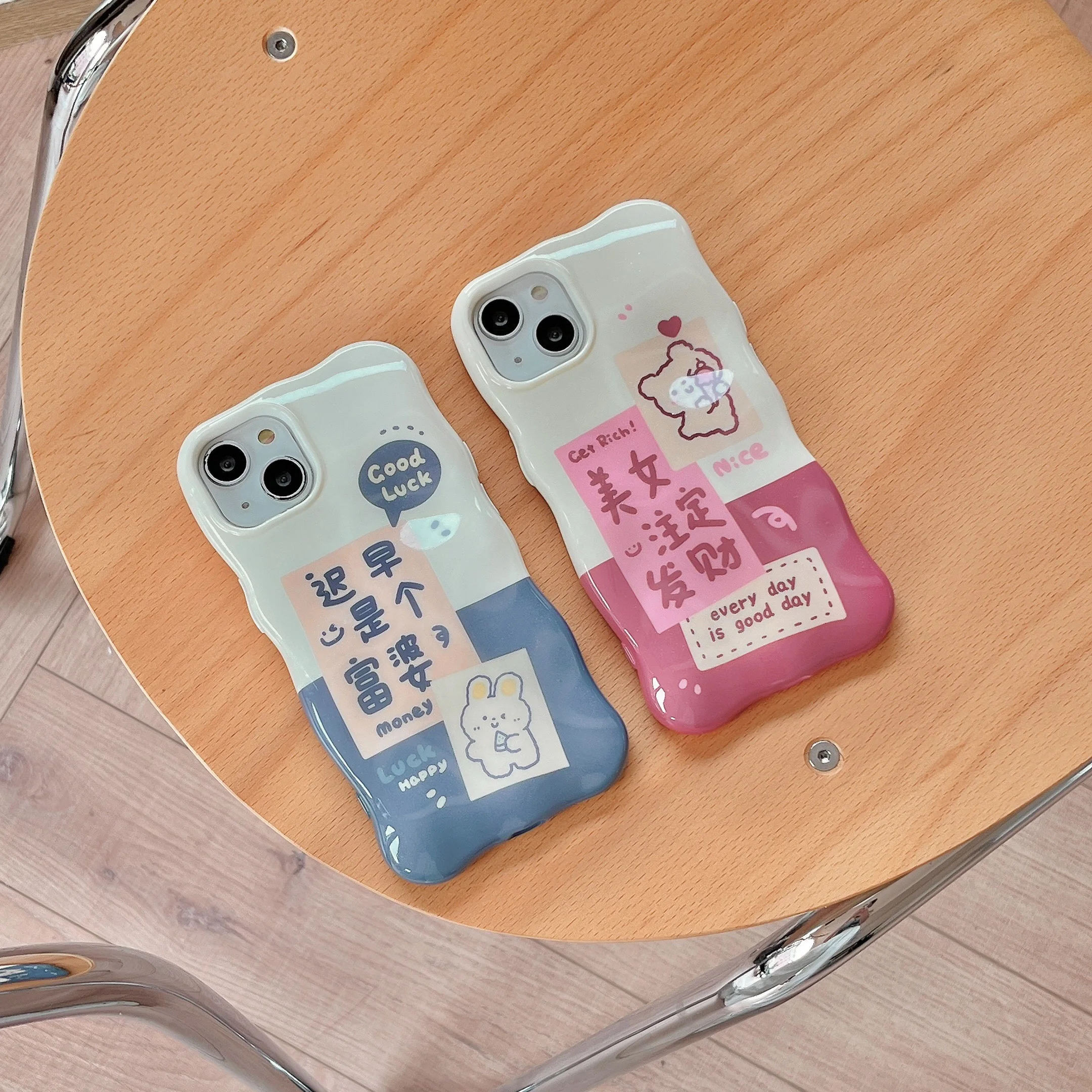 Sparkling Pink Water Patch characters pattern for iPhone 14Pro 14Promax 14 13 13Promax 13Pro 11 12Pro 12 12Promax soft shell