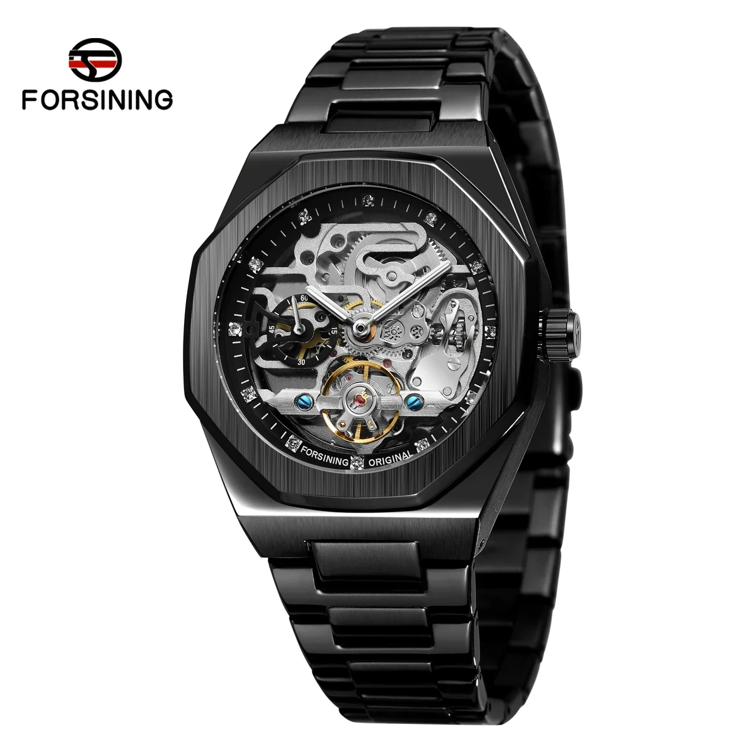 New Forsining Men\'s Hollow Mechanical Tourbillon Wristwatch Fashion Luxury Business Automatic Mens Watches Relogio Masculi