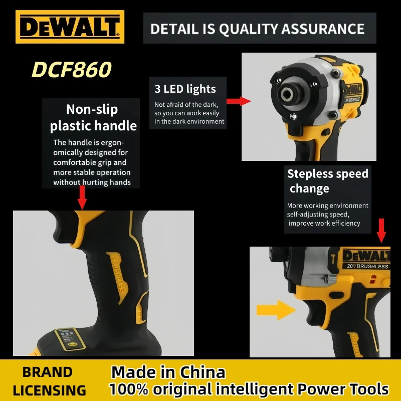 المصنع مباشرة ديوالت DCF860 مثقاب مدمج لاسلكي 20 فولت مفك مثقاب كهربائي بدون فرشاة أدوات كهربائية قابلة لإعادة الشحن