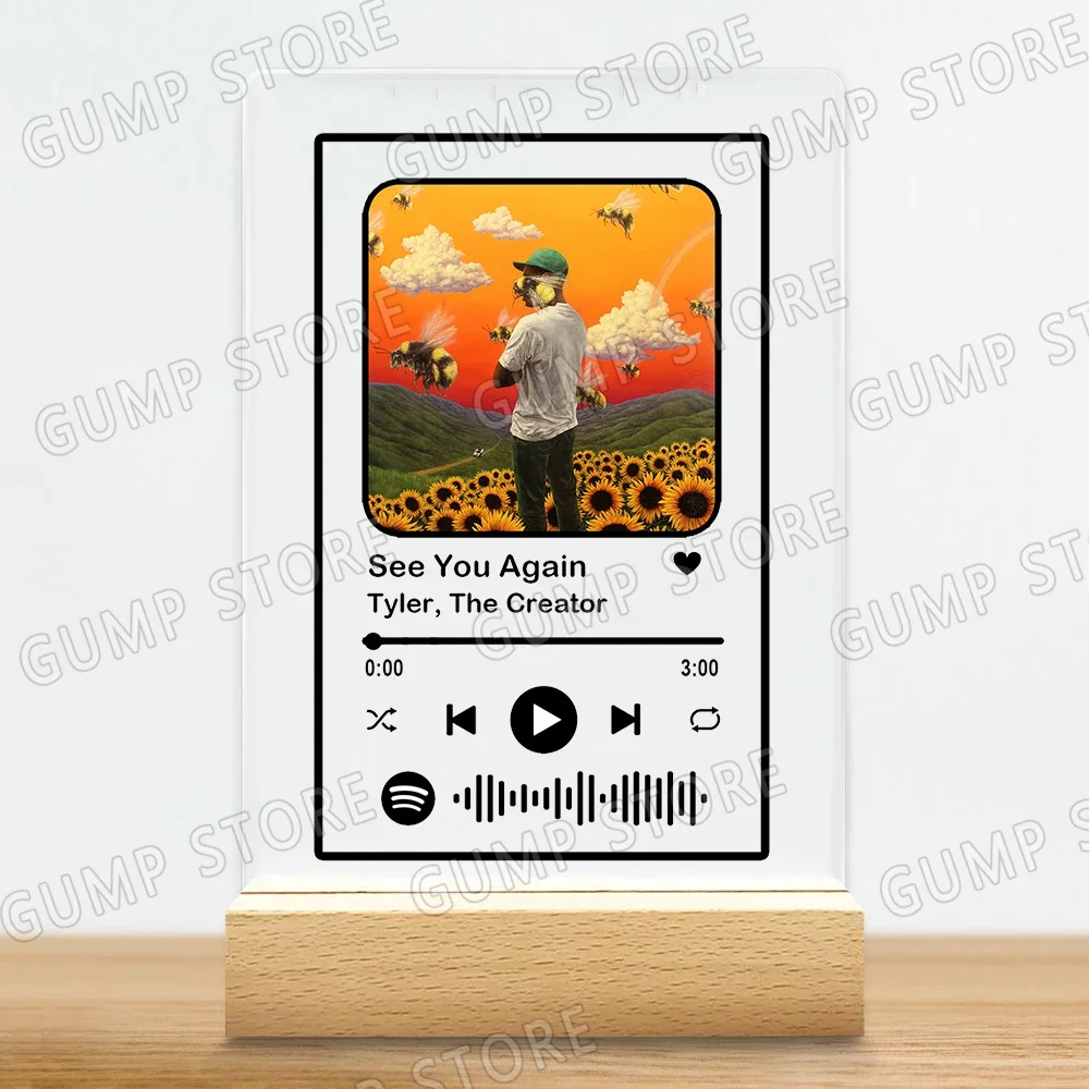 Hot Rap Singer Acrylic Music Plaque Song Playlist See You Again Chromakopia Flower Boy Gifts Home Decor Office Desk Decoration