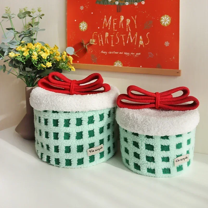 XMAS Christmas Kawaii Cotton Storage Basket Children's Snack Toy Storage Box Large Capacity Cute Contrast Color Gift Box