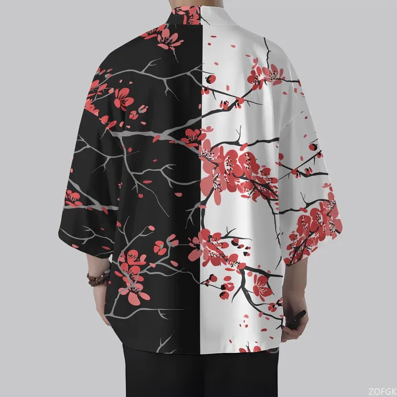 أزياء الصيف اليومية الكبار الأطفال 3D الطباعة البرقوق نمط سترة كيمونو عارضة فضفاضة مريحة سترة أعلى