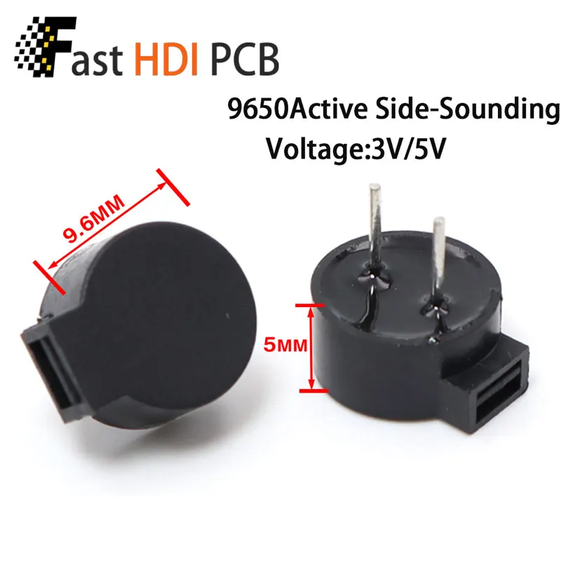 耐高温 SMDブザー TMB9650/HC9650 - サイド発音 アクティブ3V/5V & パッシブ5.5Ω スマートホーム/医療用