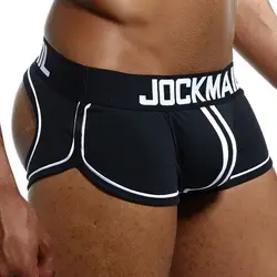 JOCKMAIL 브랜드 남성 속옷 복서 반바지, 백리스 엉덩이 코튼, 섹시한 오픈 백 게이 남성 속옷, 조크 스트랩, 게이 팬티