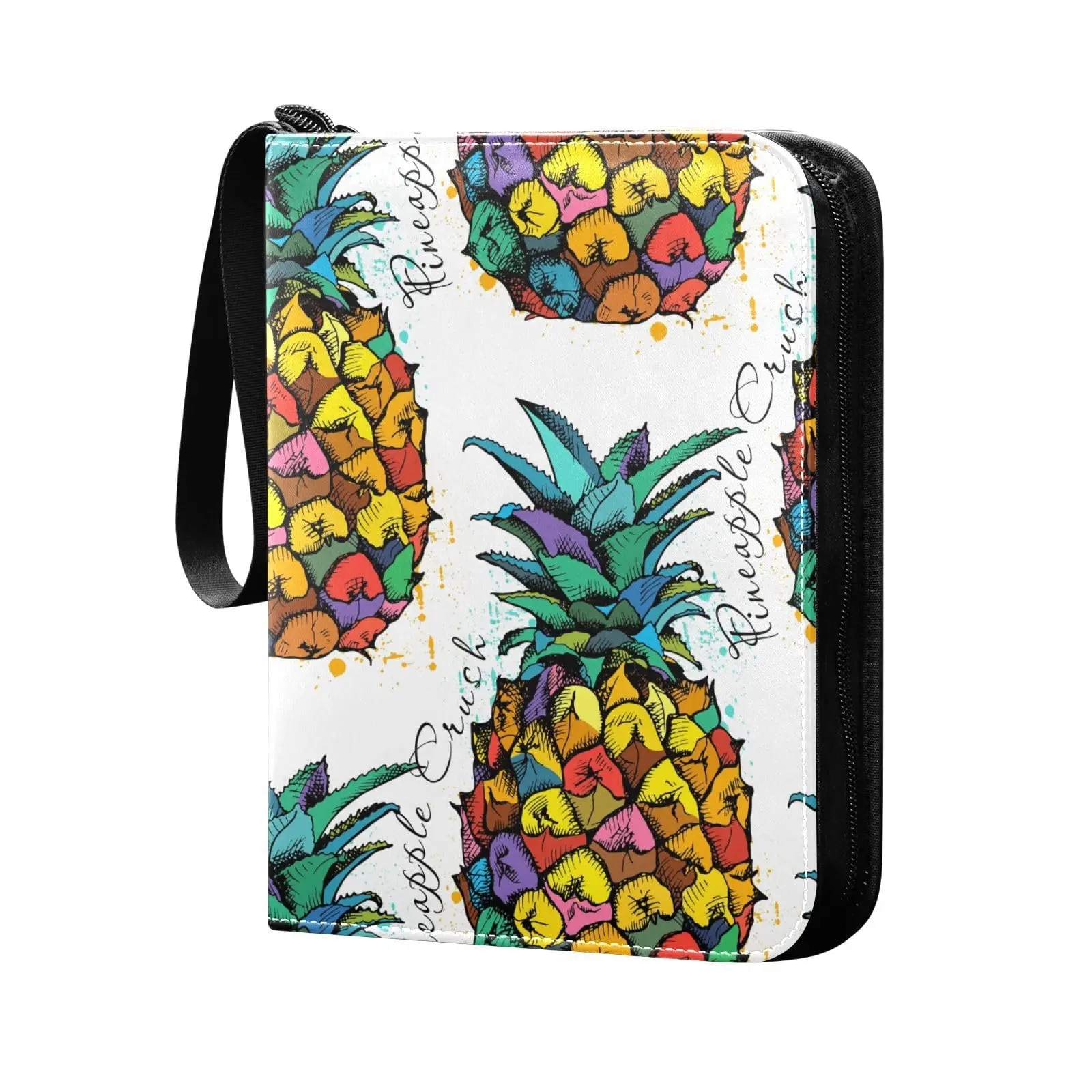 

Pineapple Summer Fruit 4 Pocket Card Binder, 400 Double Sided Pocket Album for Sport Game Cards, Unique Card Collection Storage