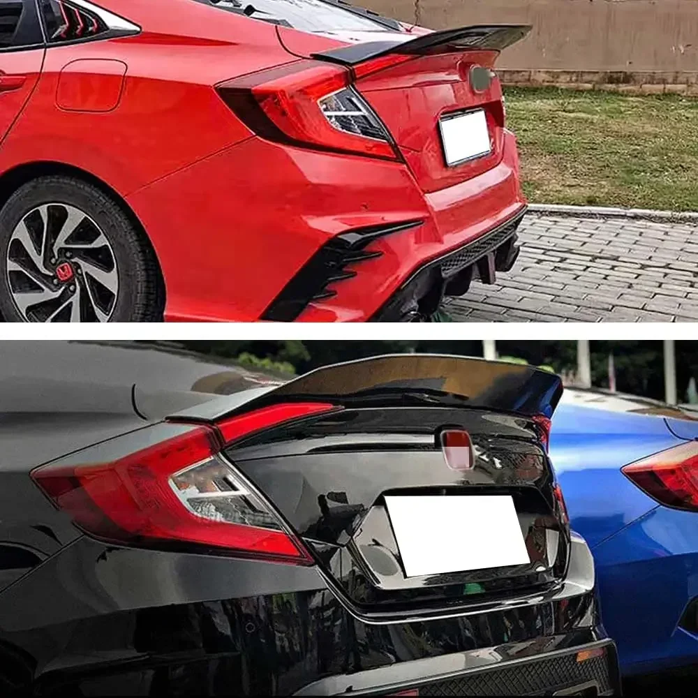 Civic R Style Spoiler Car Rear Truck Spoiler Lip Ducktail Wing For Honda Civic 10th Gen Sedan 2017-2020 Car Accessories Body Kit