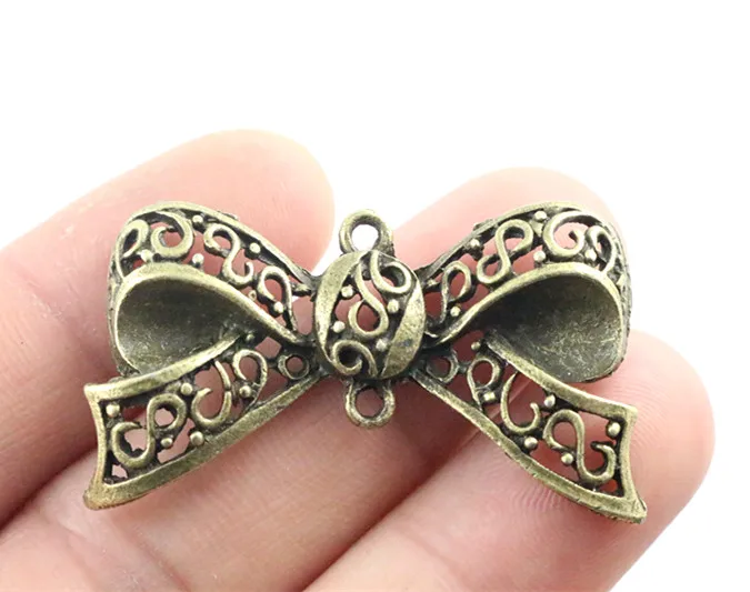 4pcs Antique Bronze Plated Bow Tie Charms for DIY