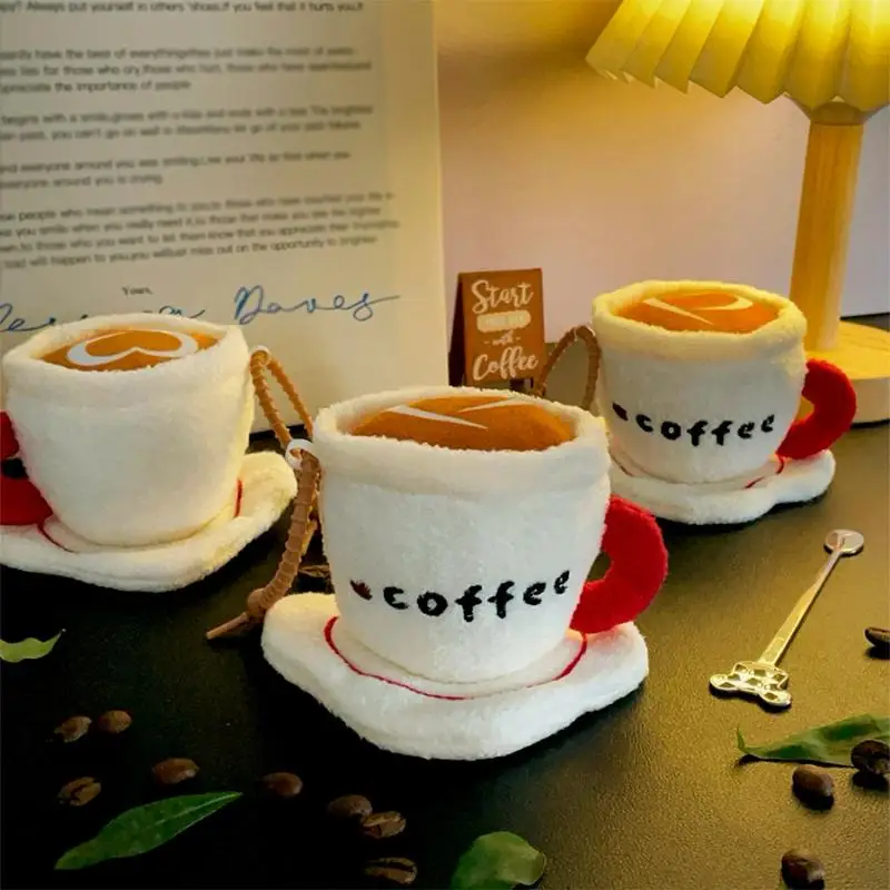 

1Pc Cute Fun Simulation Coffee Cup Plush Keychain Cartoon Pendant for Backpack Bag Charm Car Key Holder Accessories Gift