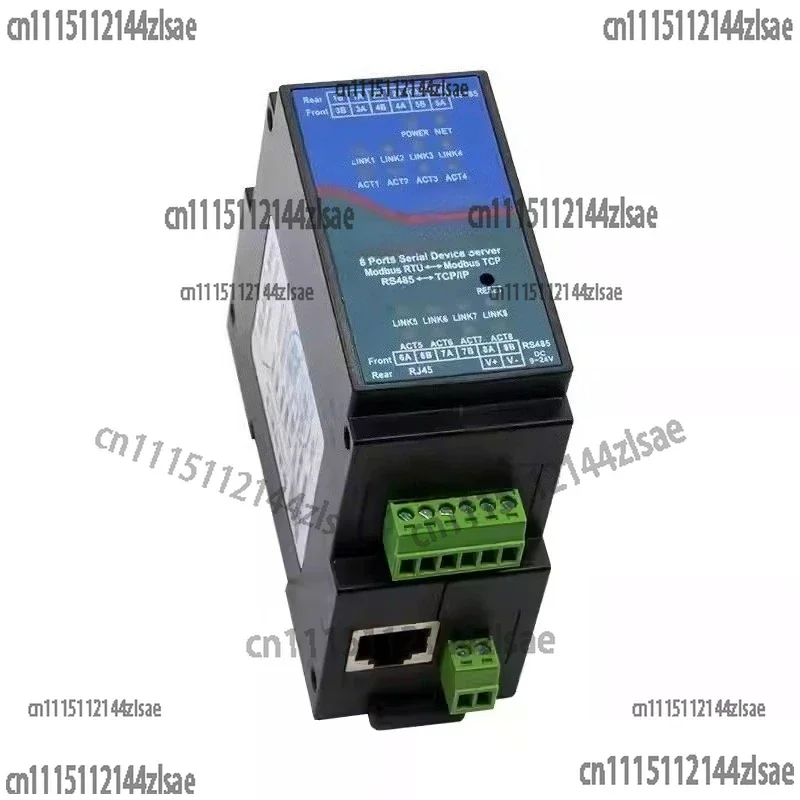 8-Port Serial Server (ZLAN Type) | RS485 to Ethernet Gateway with Modbus RTU/TCP, MQTT, JSON | DIN Rail Mount