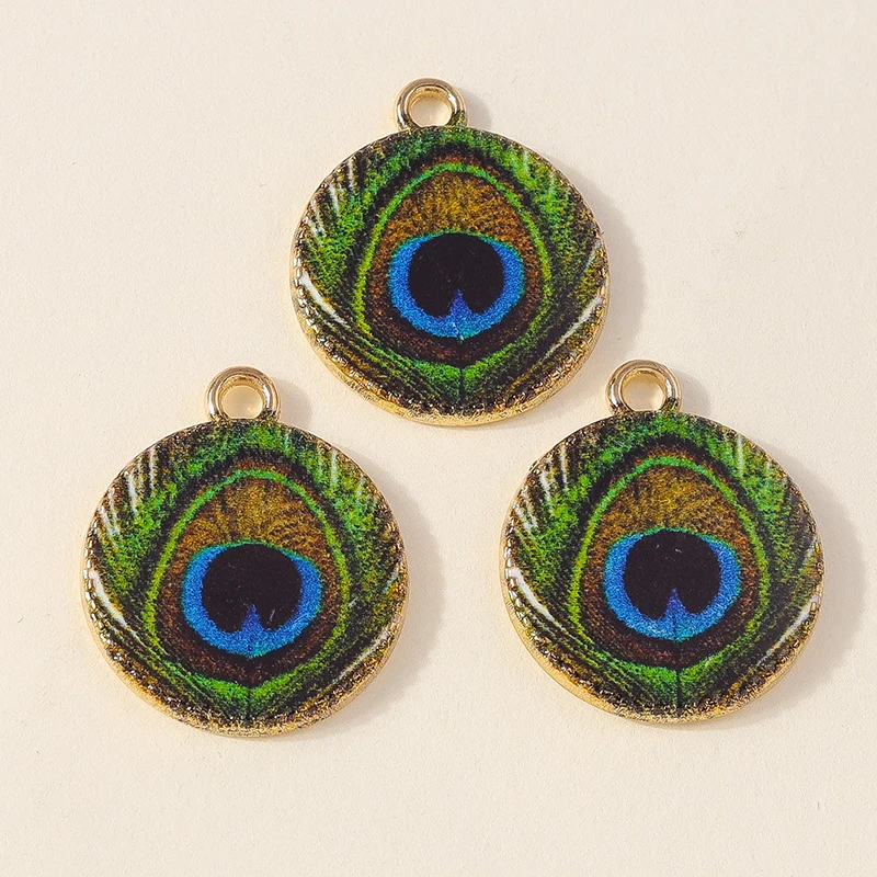 Leslie 10 Stück Emaille Feder Pfau Vogel Phoenix Charms für Schmuckherstellung DIY Baumeln Ohrringe Halskette Anhänger Zubehör – Detail 7