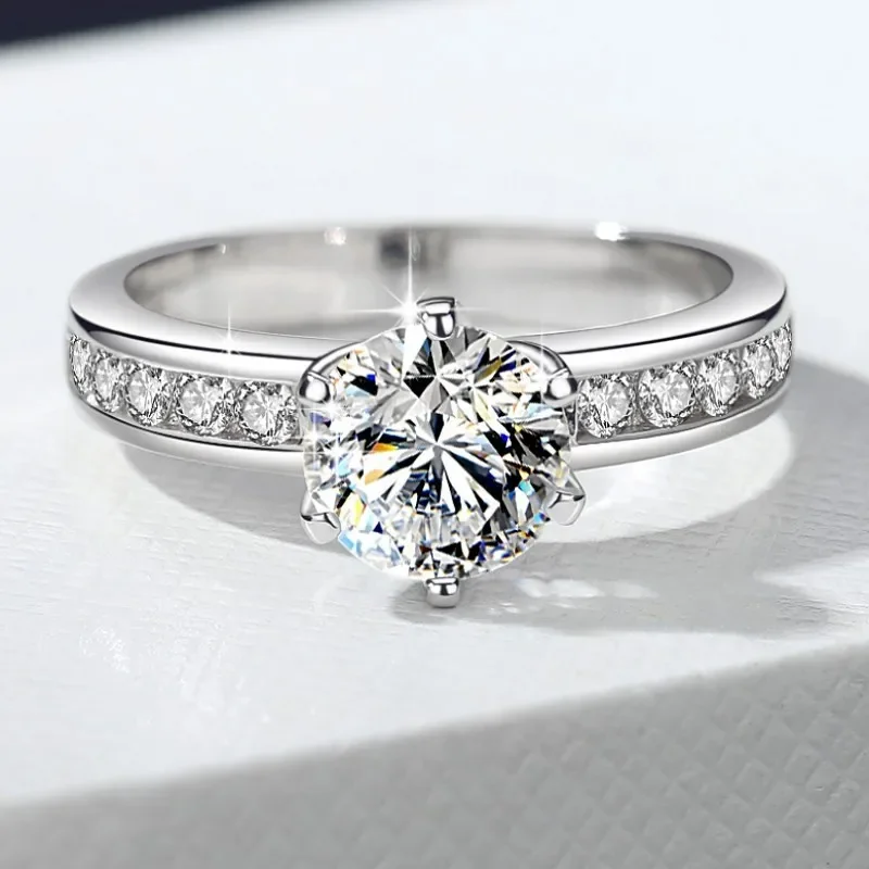 Briex Jewelry Six-Prong Crown Ring Women's 1CT Moissanite PT950 Platinum - Firm six-prong setting, 1CT brilliant sparkle, ideal
