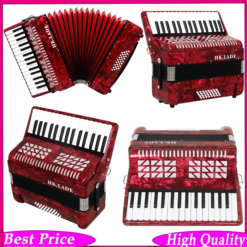HK·LADE AH-80 32-Key 32-Bass Piano Accordion – Lightweight & Balanced Beginner Model Accordion Perfect for Students, Travel
