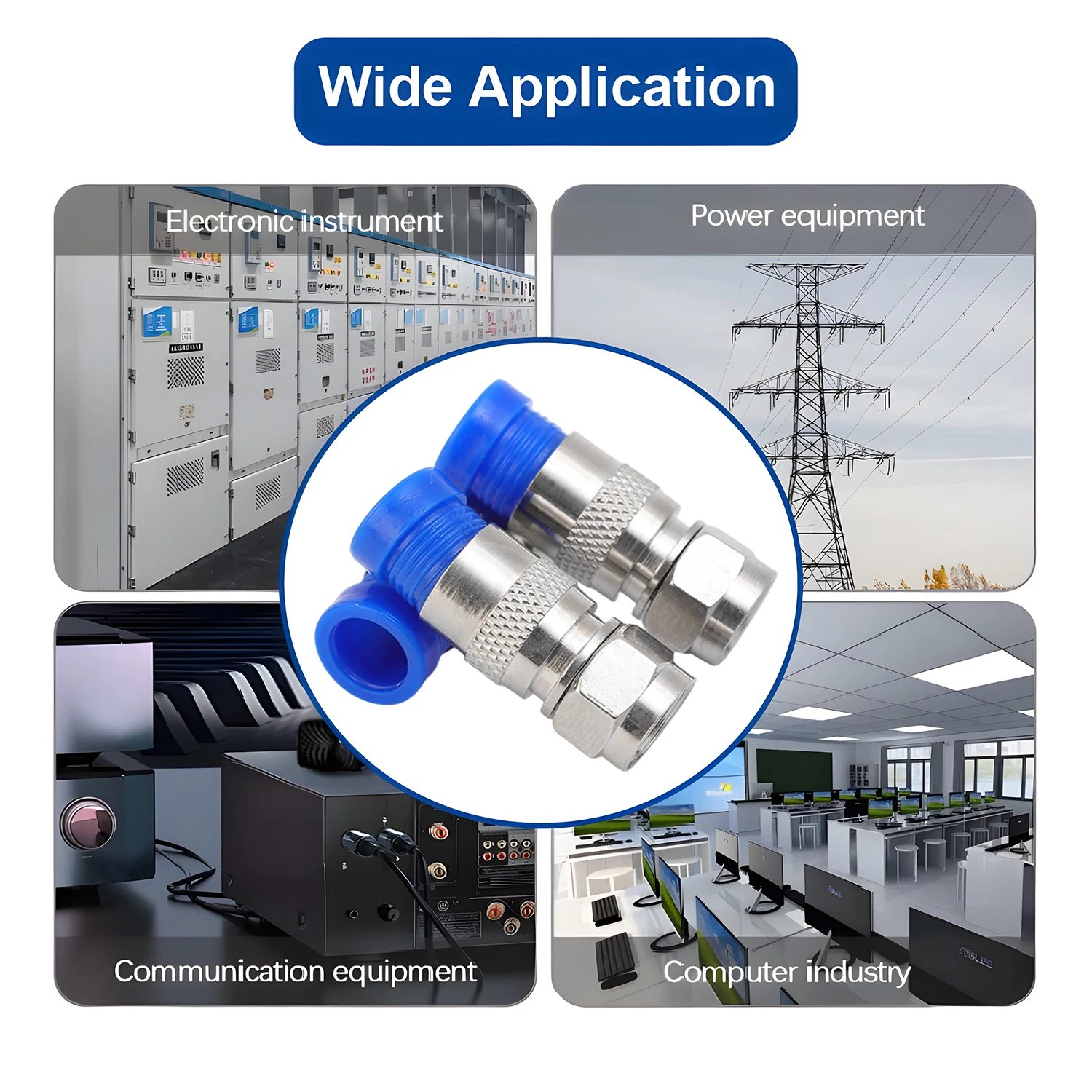 Waterproof RG6 Compression F Connector Anti Corrosion Stainless Steel Compression Fitting Digital Video Broadband Internet Cable