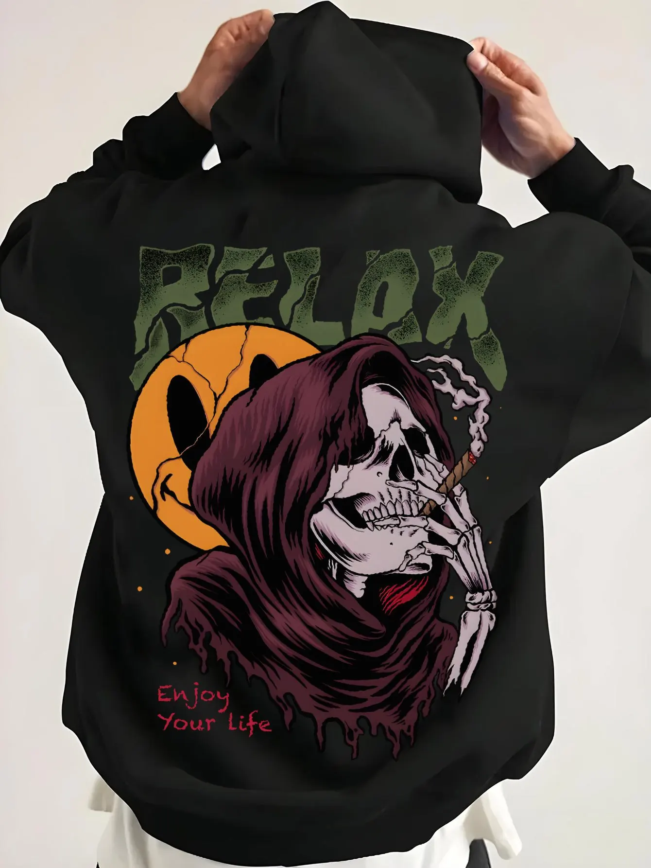 

Skull Graphic Printing Autumn and Winter Men's and Women's Hoodies Casual Outdoor Street Sports Loose Training Brand Trend