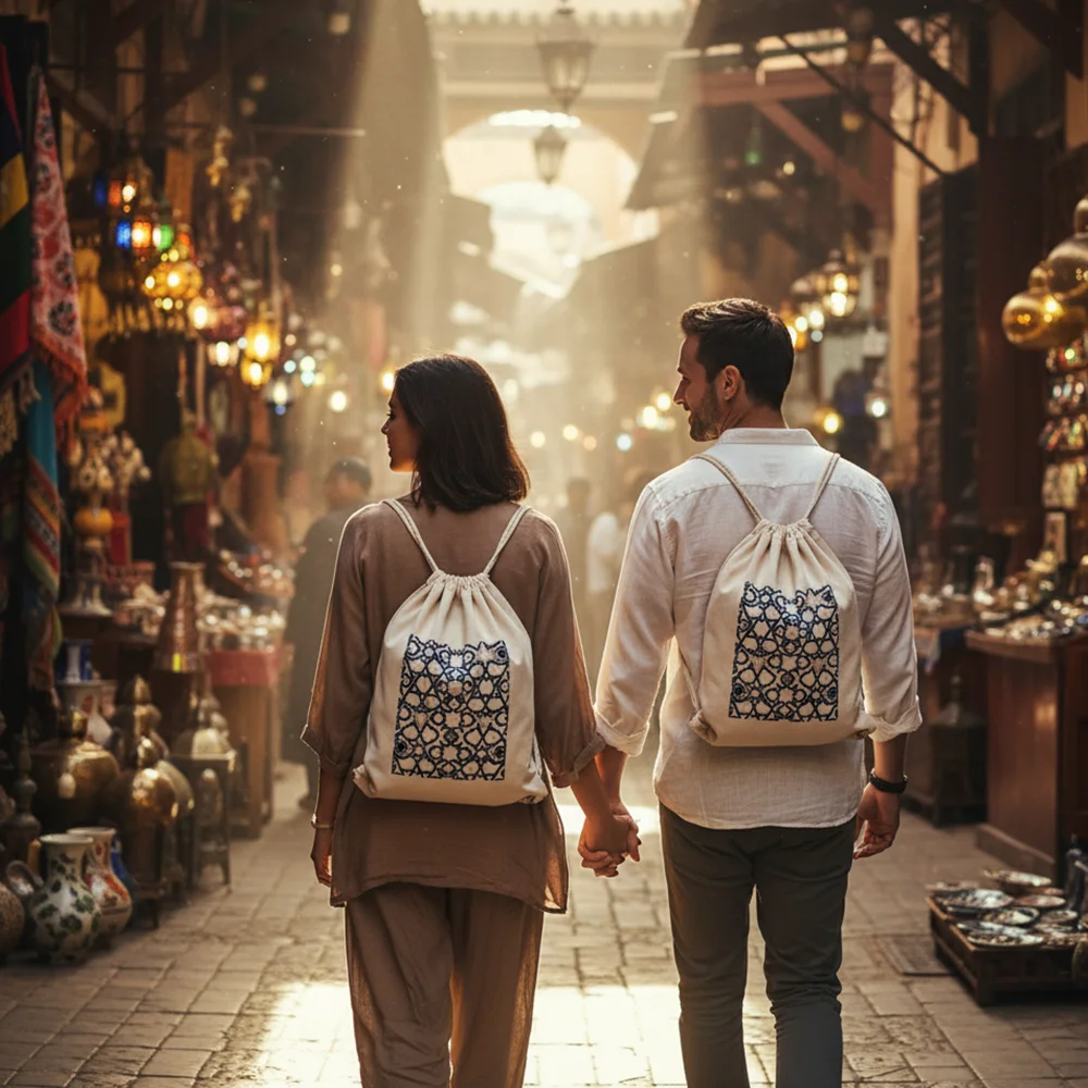 

Customizable Ethnic Totem Canvas Drawstring Double Backpack Portable Bag Suitable For Men And Women Shopping Travel Foldable Bag