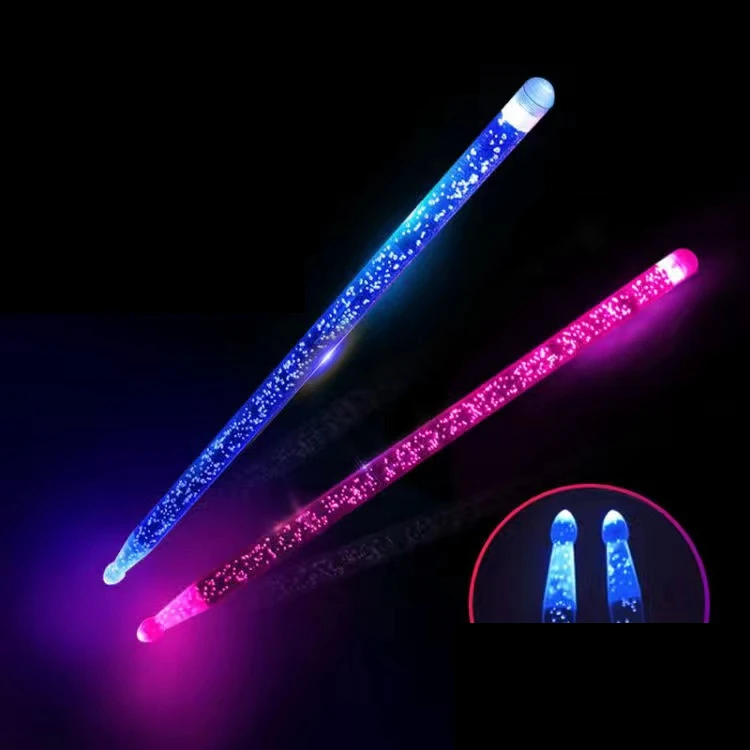 2pcs Acrylic 5A LED Drum Sticks 40cm Glow in The Dark Stage Performance Luminous Jazz Luminous Drumsticks one pair