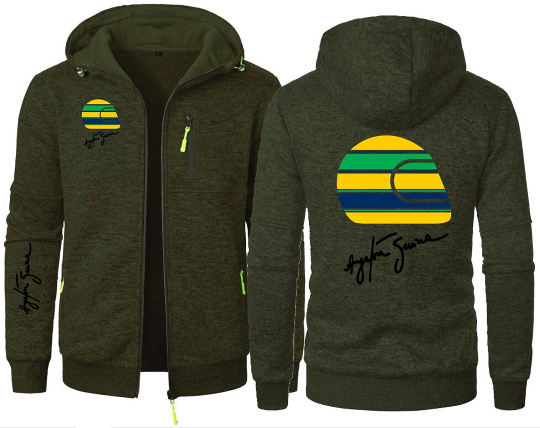 Casual Ayrton Senna Men'S Hooded Sweatshirt Brazilian Formula 1 Zip Hooded Sweatshirt Men Clothing F1 Sportswear Slim Fit Jacket view 5