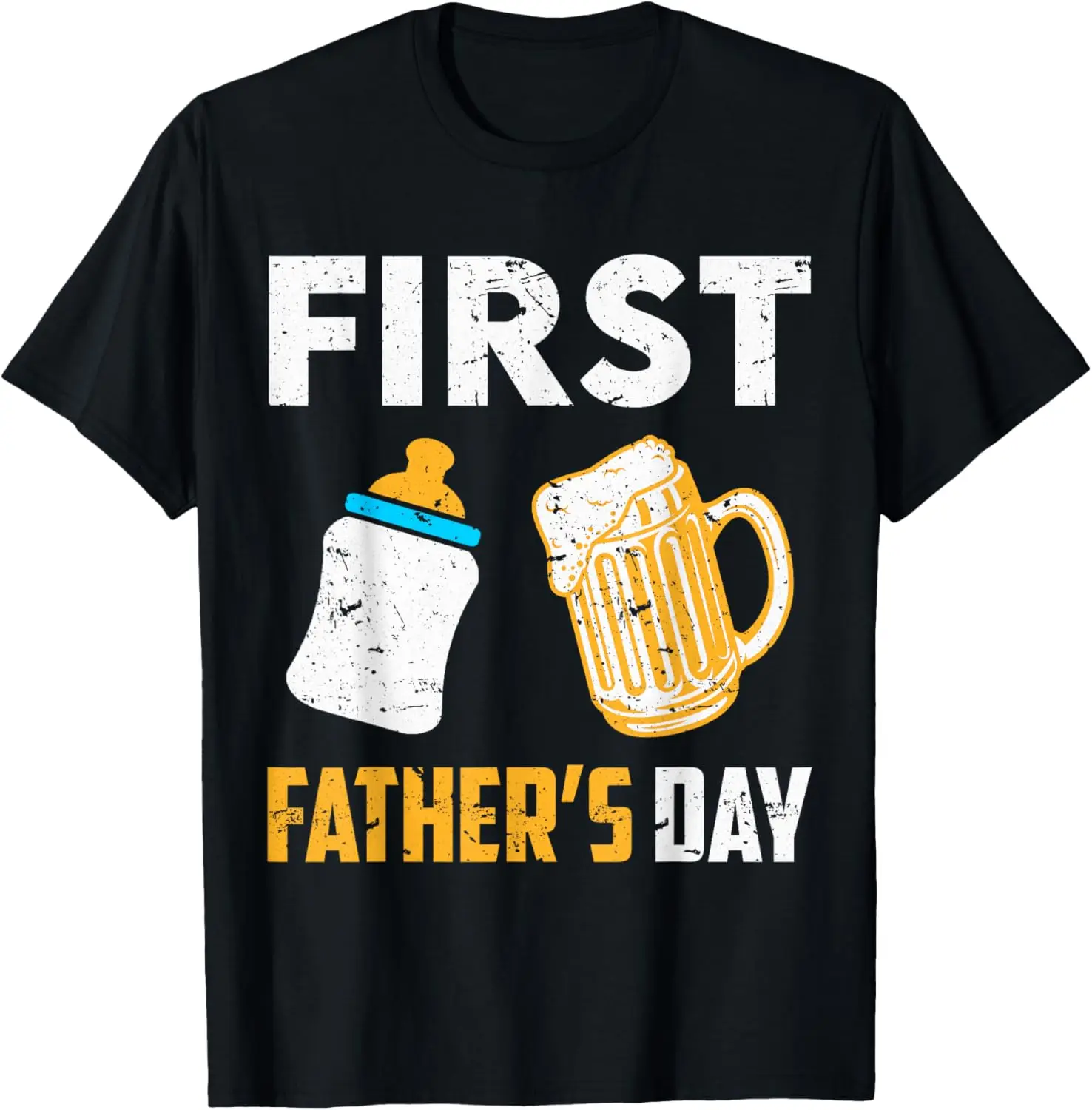 First Father's Day Beer Baby Bottle Daddy 2024 Dad Joke T-Shirt