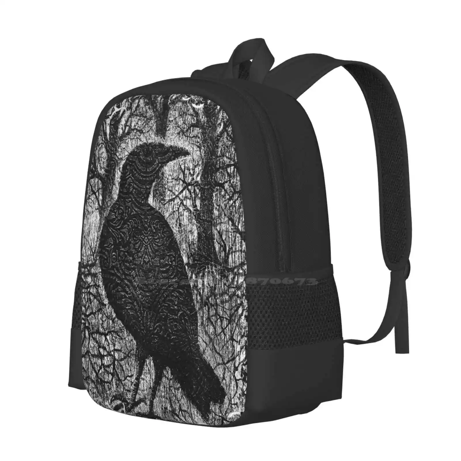 Raven Pattern Design Bagpack School Bags Kafanov Vasily Fishtower Smashing Pumpkins Art Mewithoutyou Art Album Art Surrealism