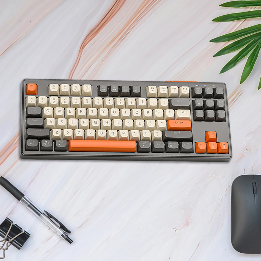 Bluetooth-Compatible Hot-Swappable Keyboard 87 Keys Gaming Keyboard Wireless 2.4G Personalized Keypad RGB Lighting Effect Silent