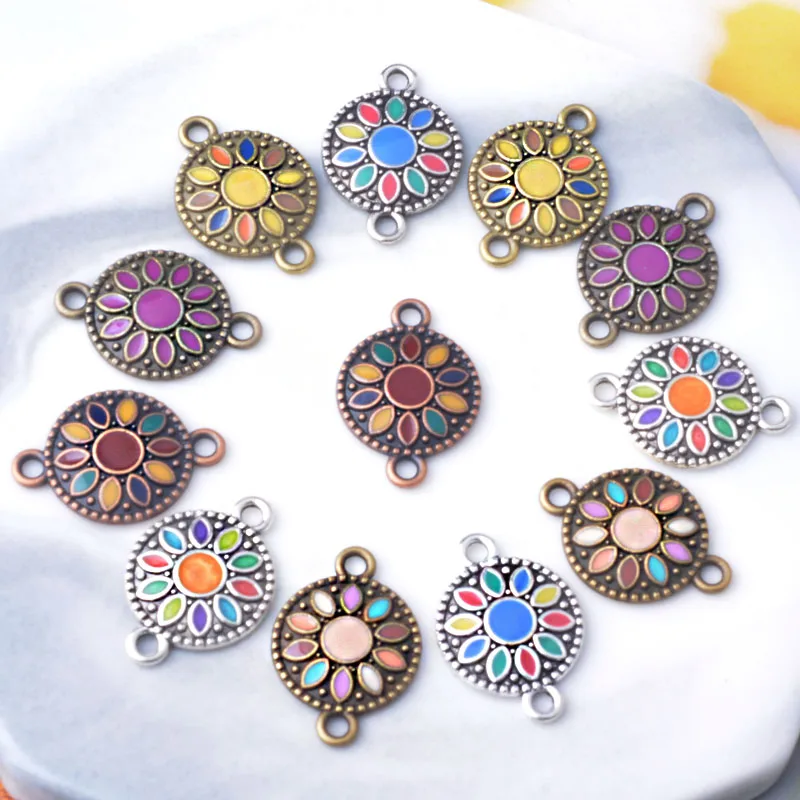 

12pcs Small Double hole Connector Zinc Alloy Antique Silvery Pendant Enamel Jewelry Connectors